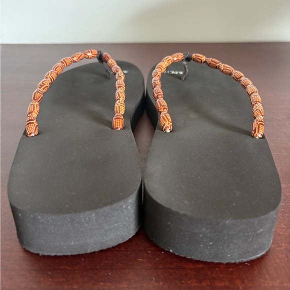 J.Crew Women's Size 9US Beaded Strap Black Platform Flip Flops - Picture 3 of 4